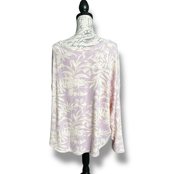 New Lucky Brand Women's Cloud Soft LS Crewneck Lilac Purple Palm Print XL - Picture 2 of 6